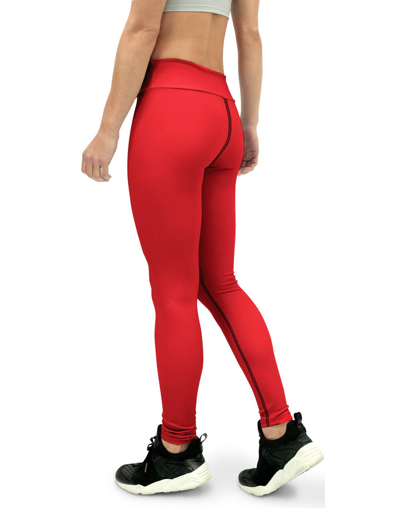 Solid Hot Red Yoga Pants
