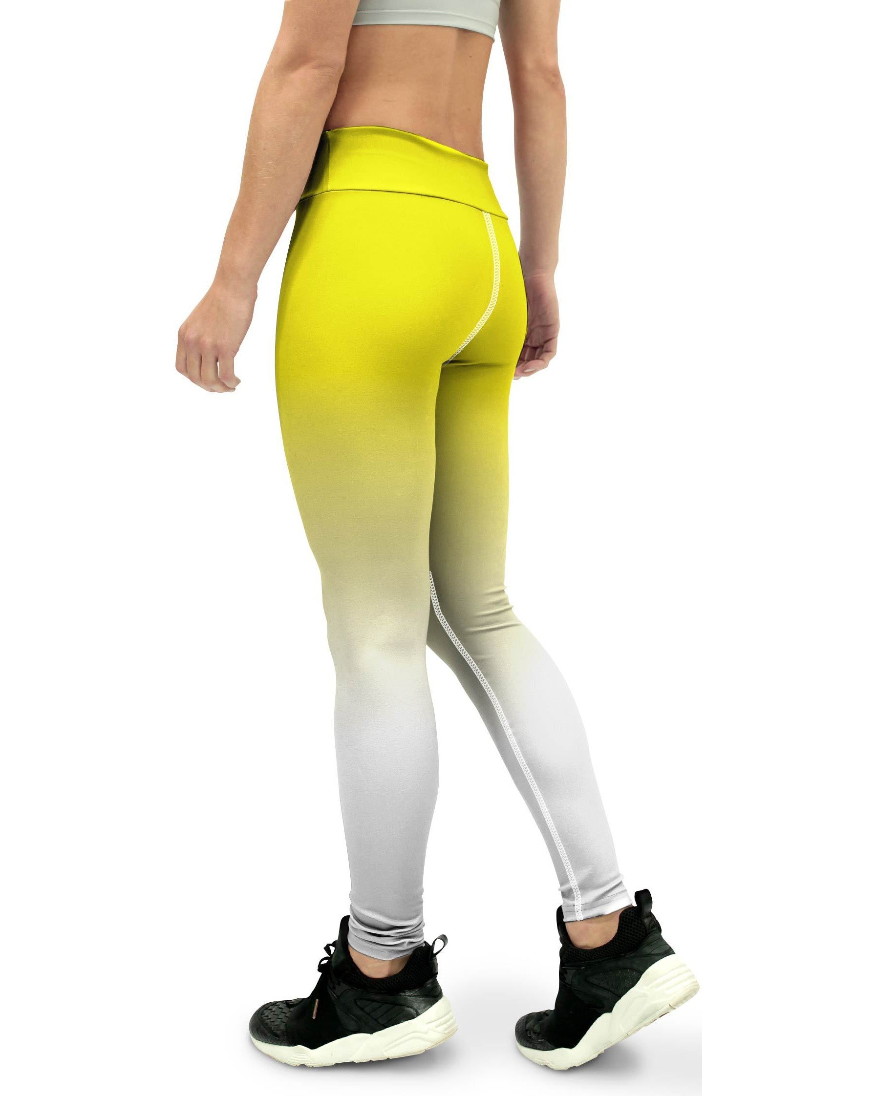 Ombre Yellow to White Yoga Pants