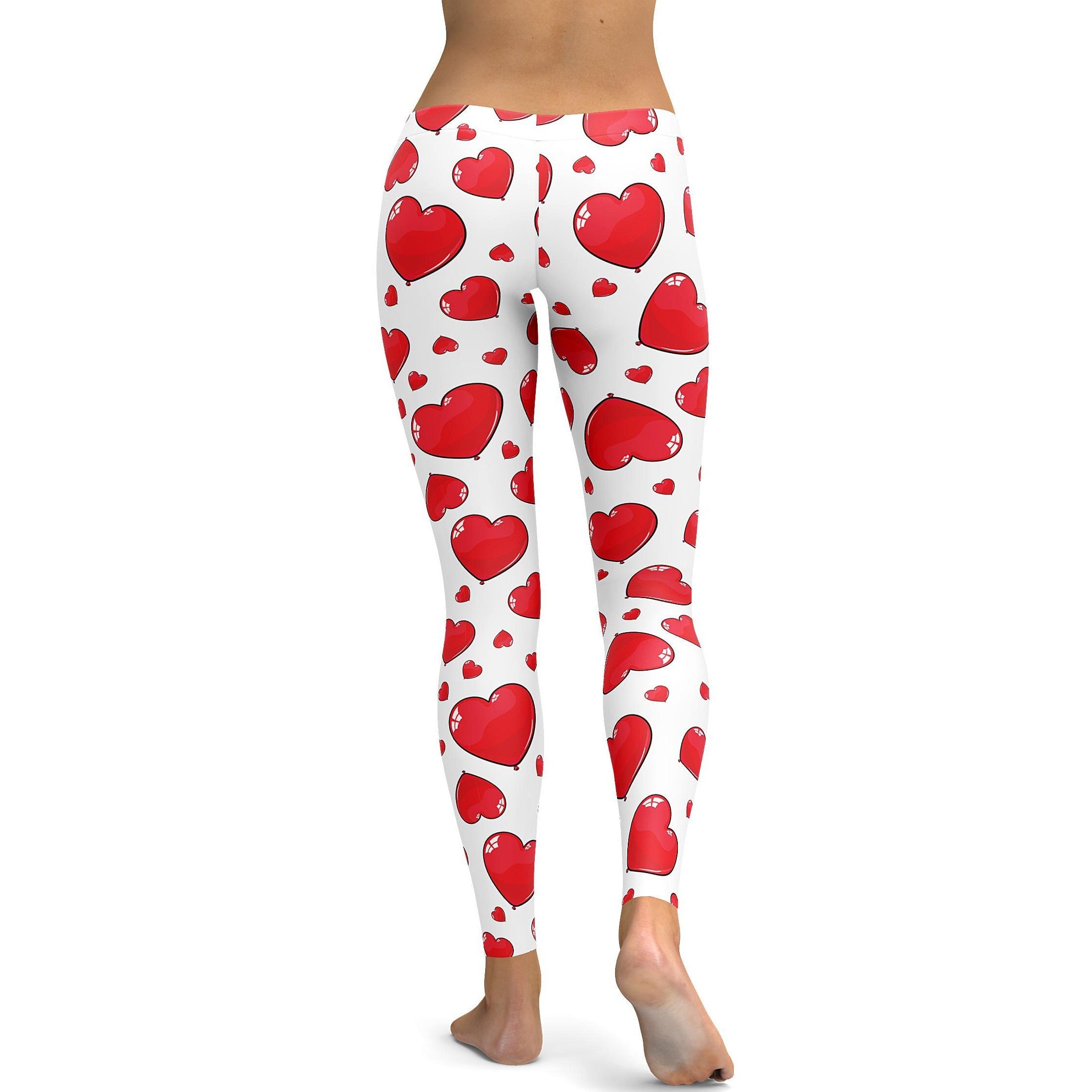 Red Heart Shaped Balloons Leggings