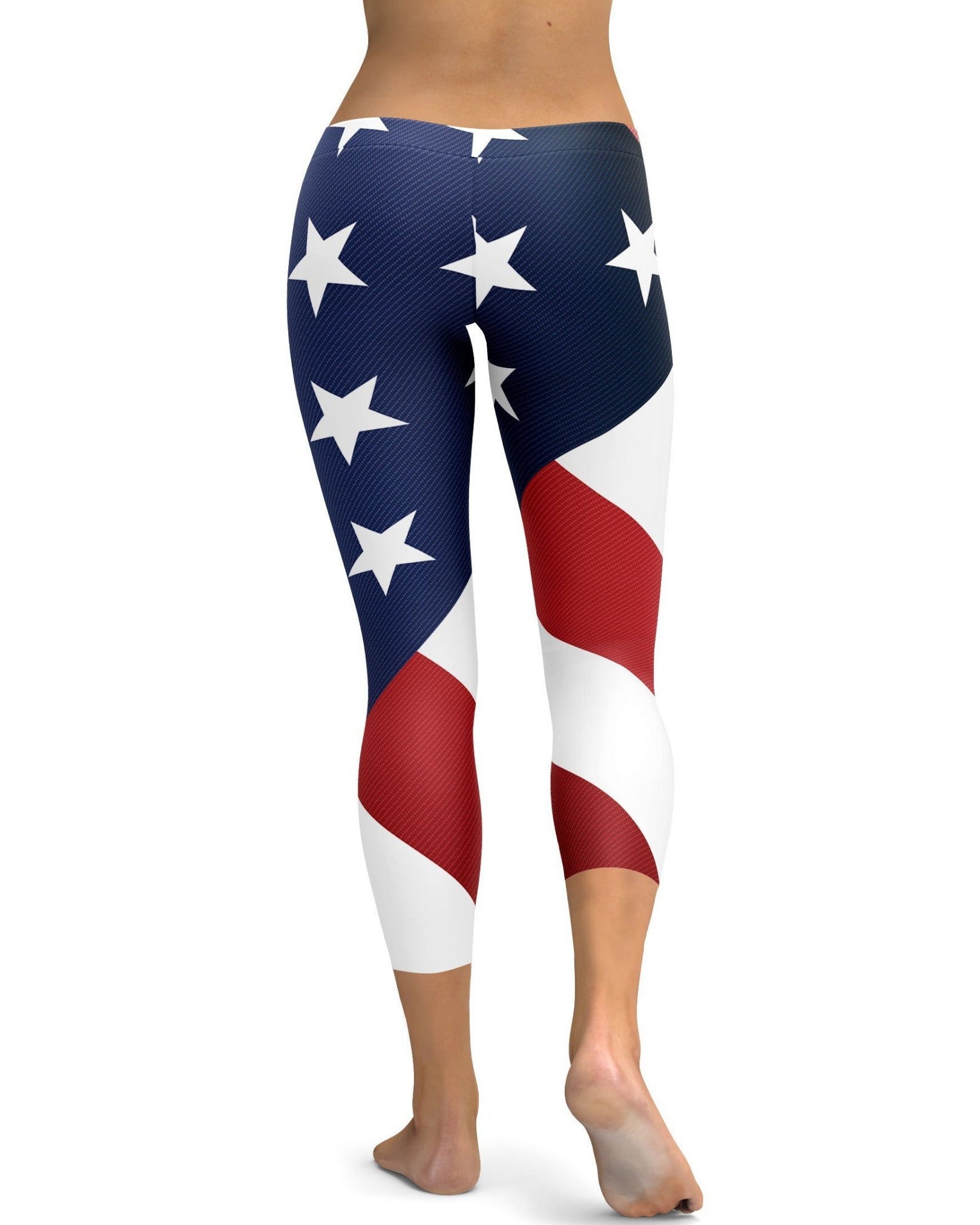 Womens Fashion American Flag Capris Leggings Red/White/Blue | Gearbunch.com