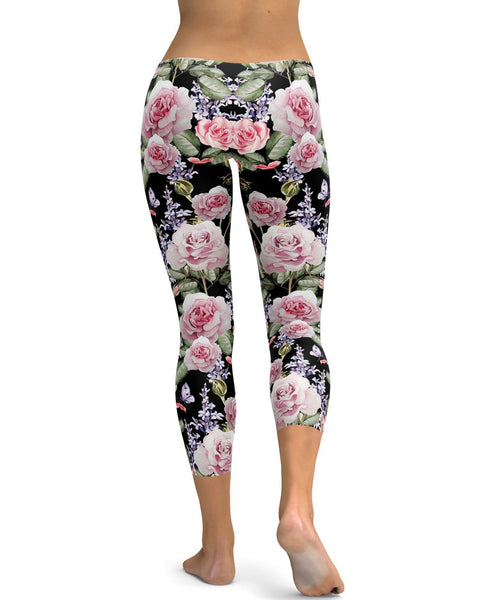 Watercolor Roses & Lavender Capris