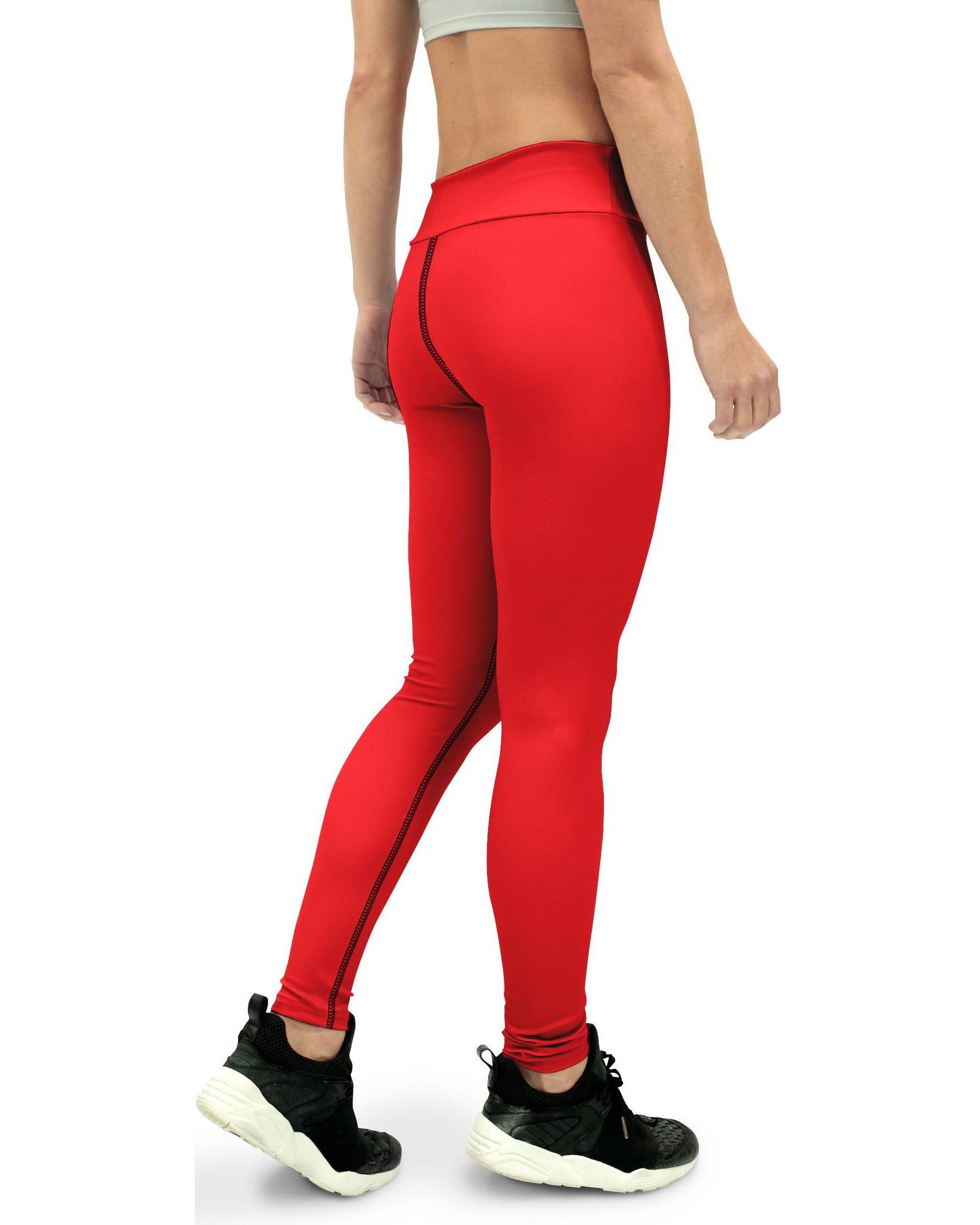 Solid Hot Red Yoga Pants