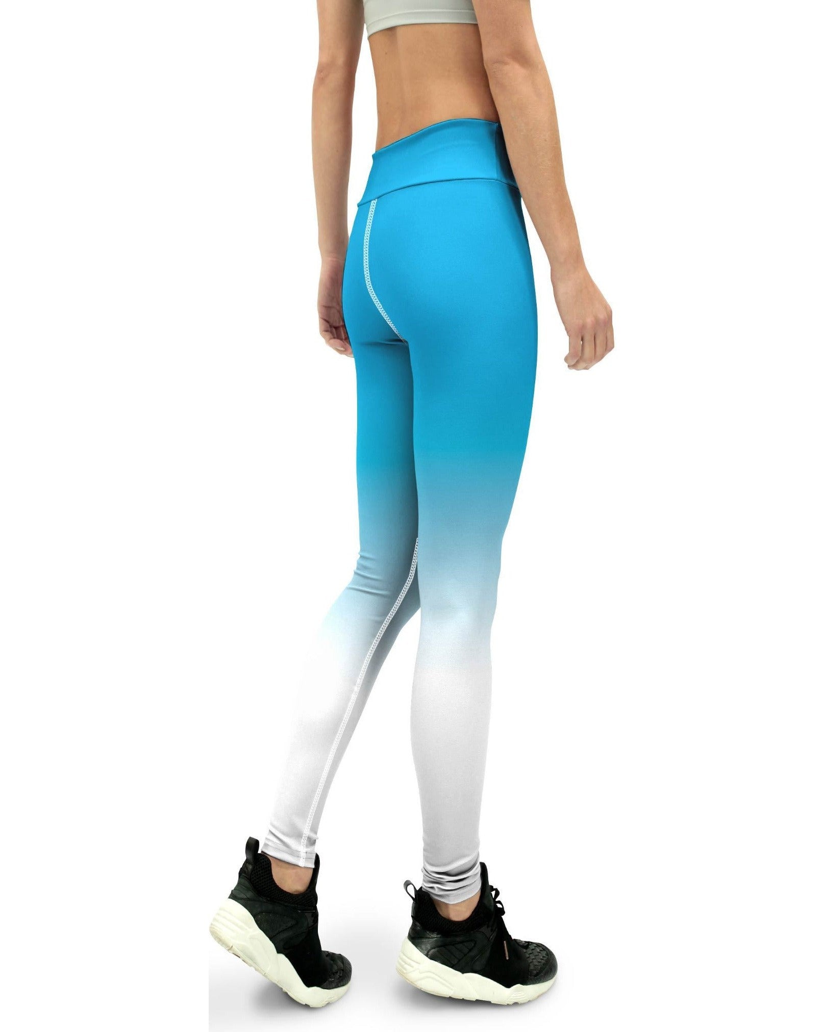Ombre Sky Blue to White Yoga Pants