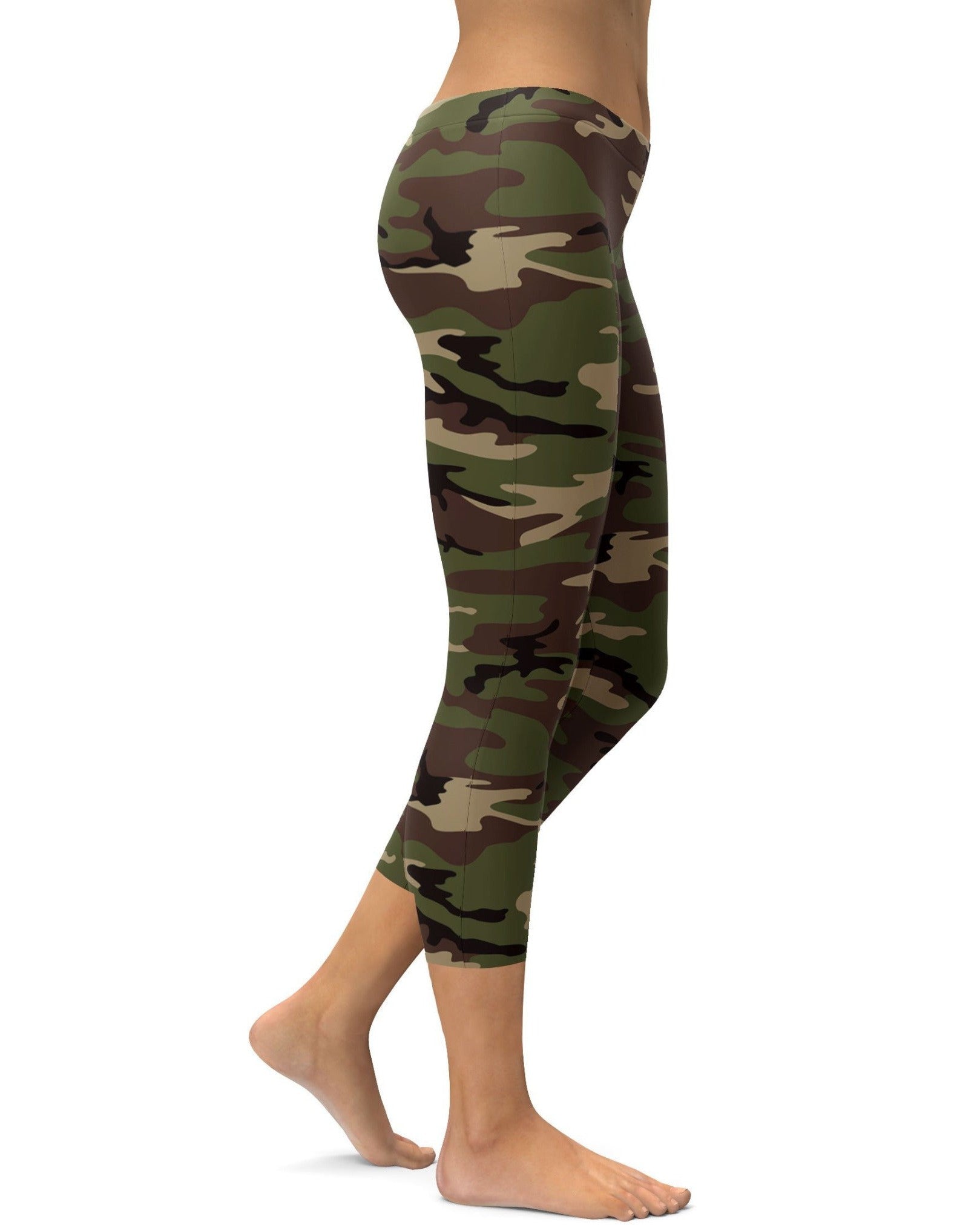 Womens Fashion Army Style Camo Capris Green/Brown | Gearbunch.com