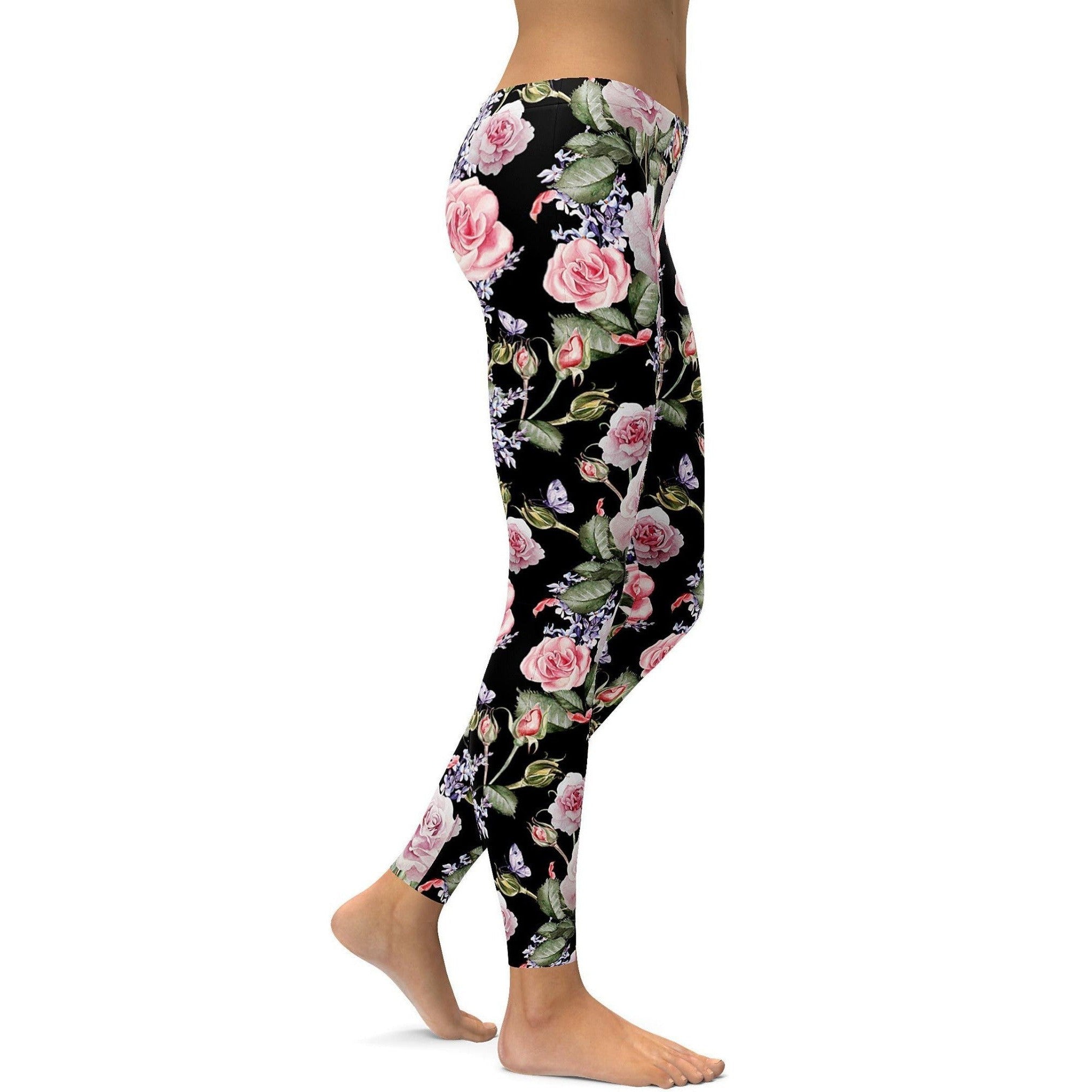 Watercolor Roses & Lavender Leggings