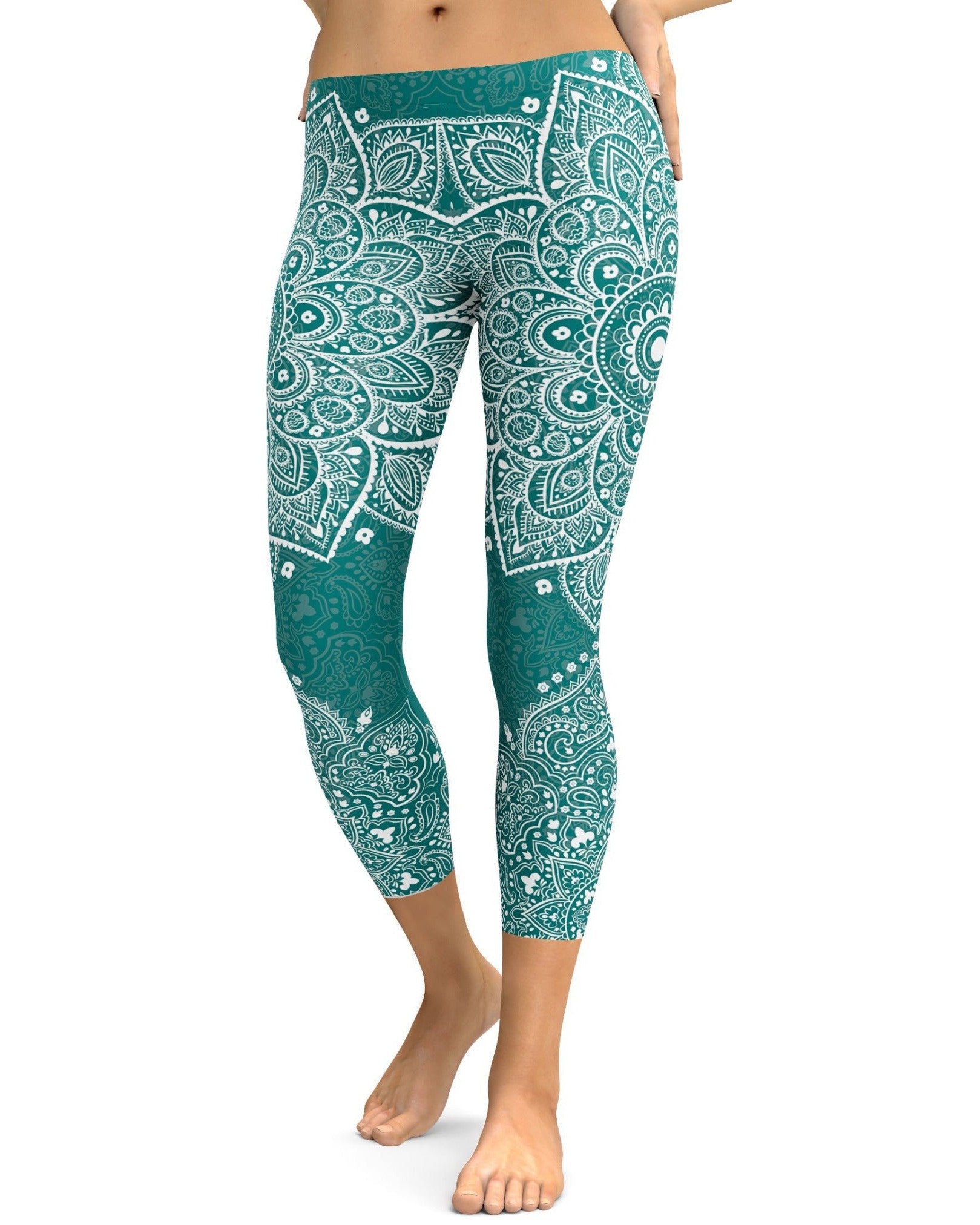 Teal Mandala Capris