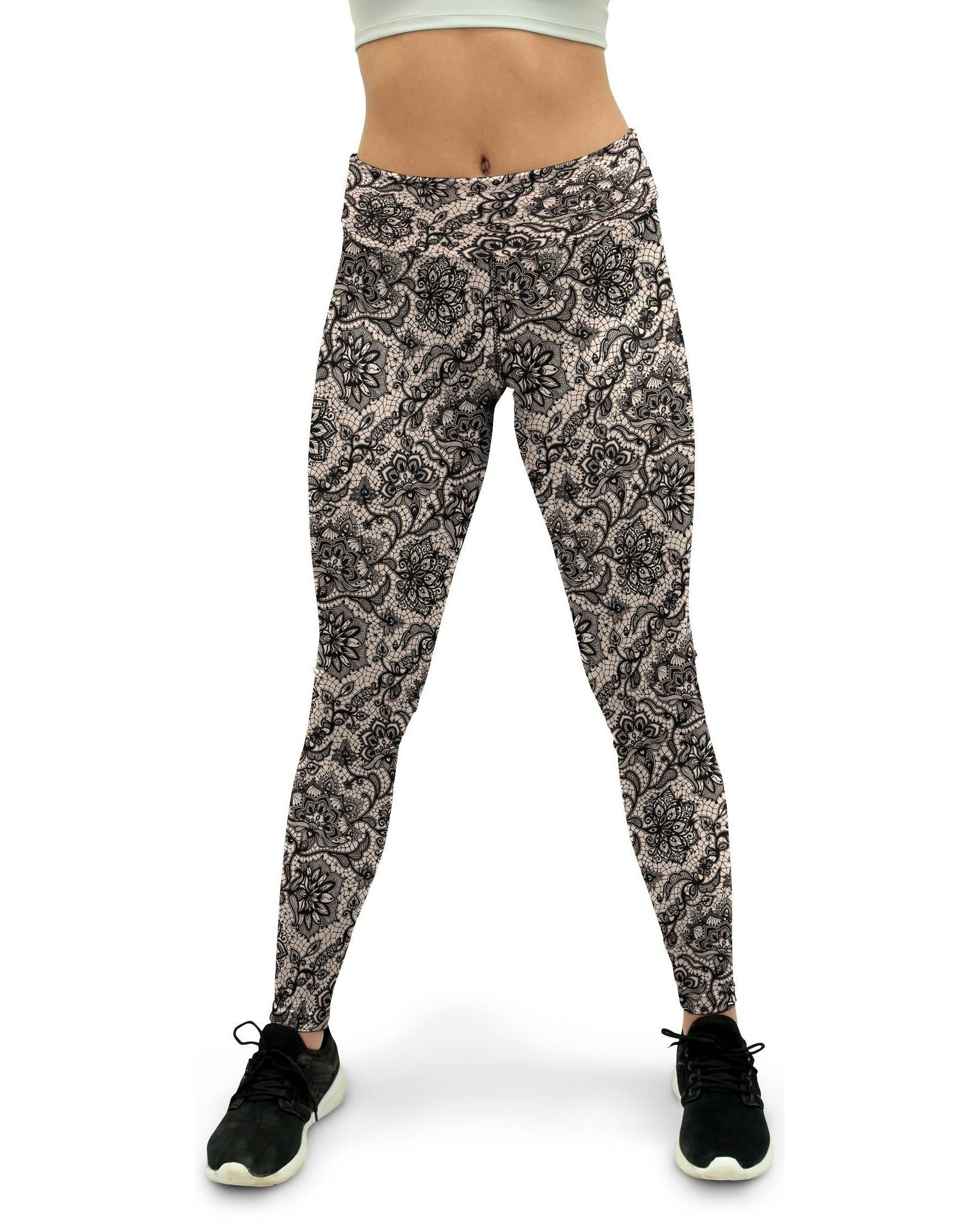 Black Faux Lace Yoga Pants