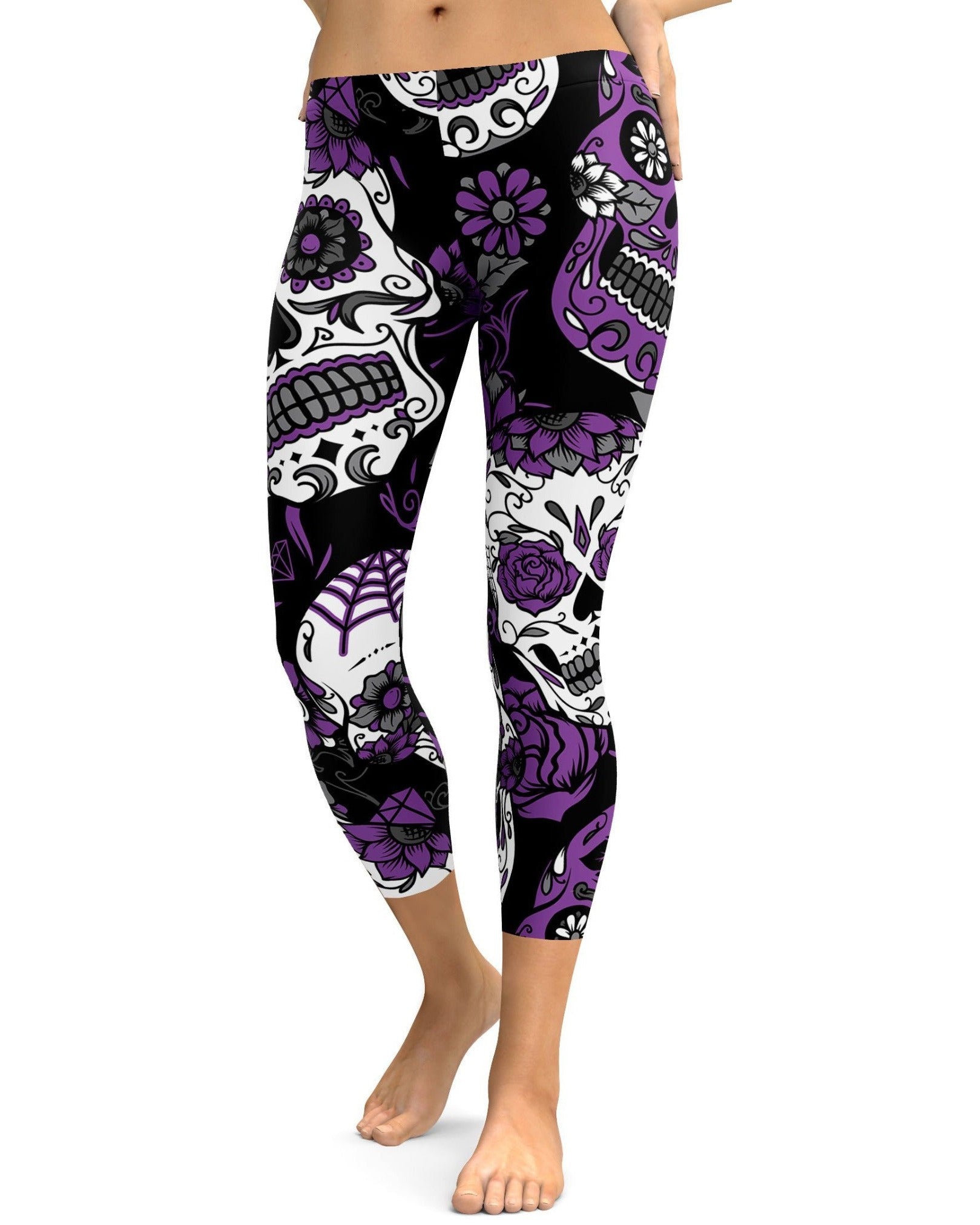 Purple Sugar Skull Capris