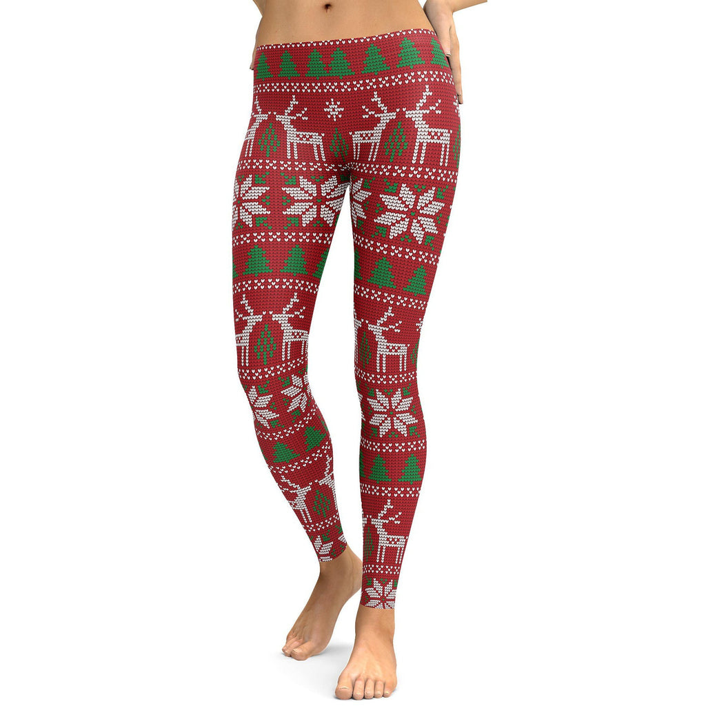 Red Ugly Christmas Leggings