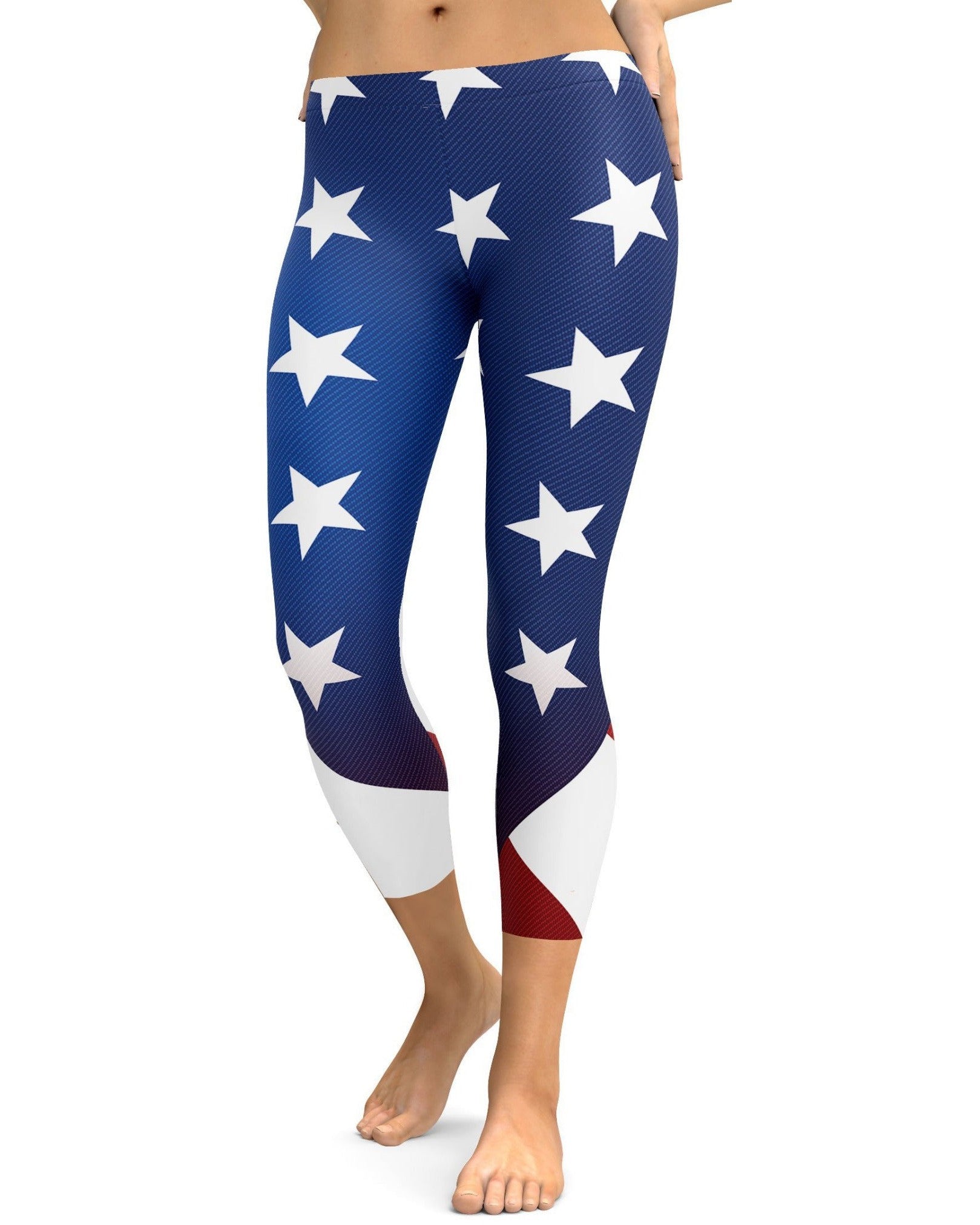 Womens Fashion American Flag Capris Leggings Red/White/Blue | Gearbunch.com