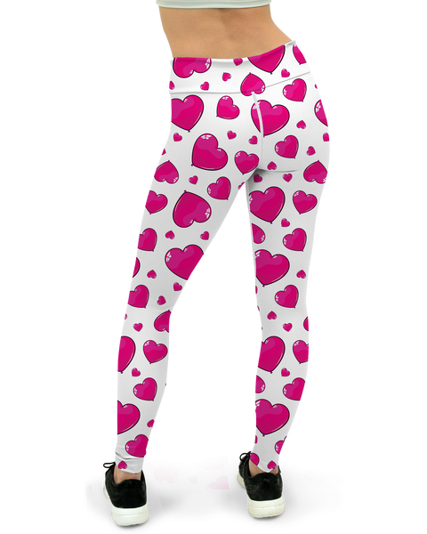 Pink Heart Shaped Balloons Yoga Pants