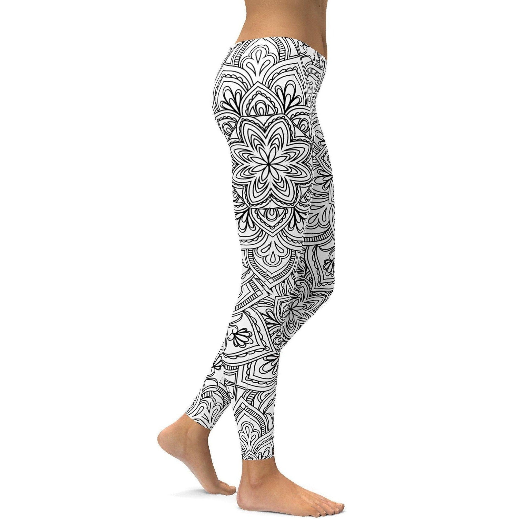 Black & White Mandala Leggings - Printed Leggings