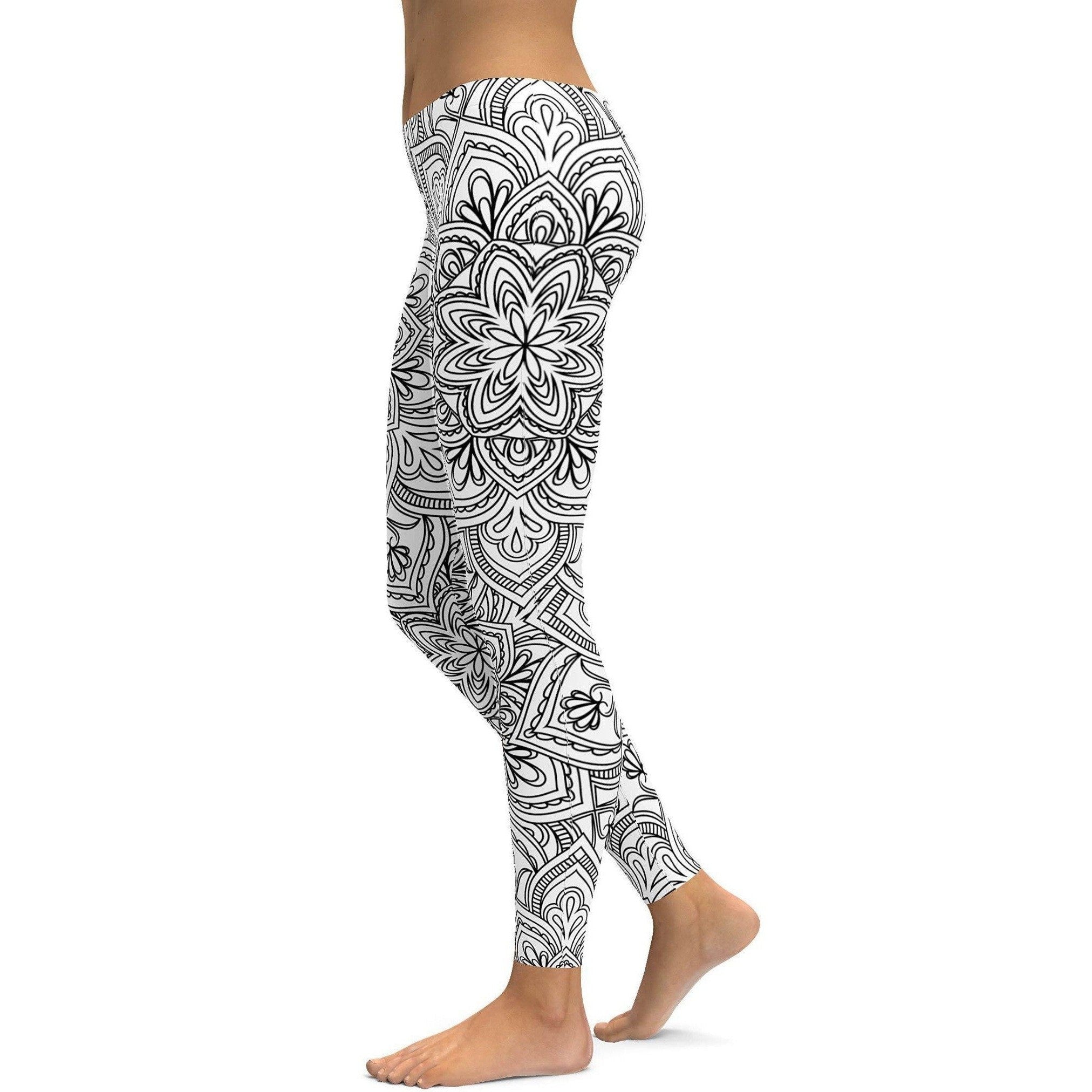 Black & White Mandala Leggings - Printed Leggings