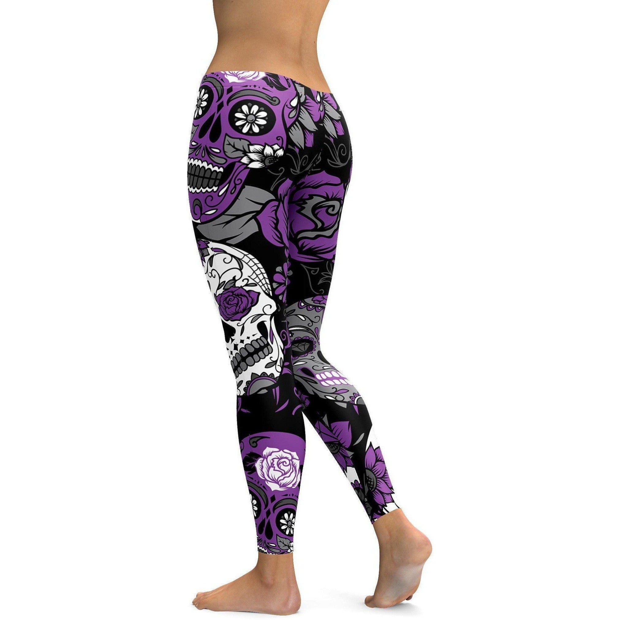 Purple Sugar Skull Leggings