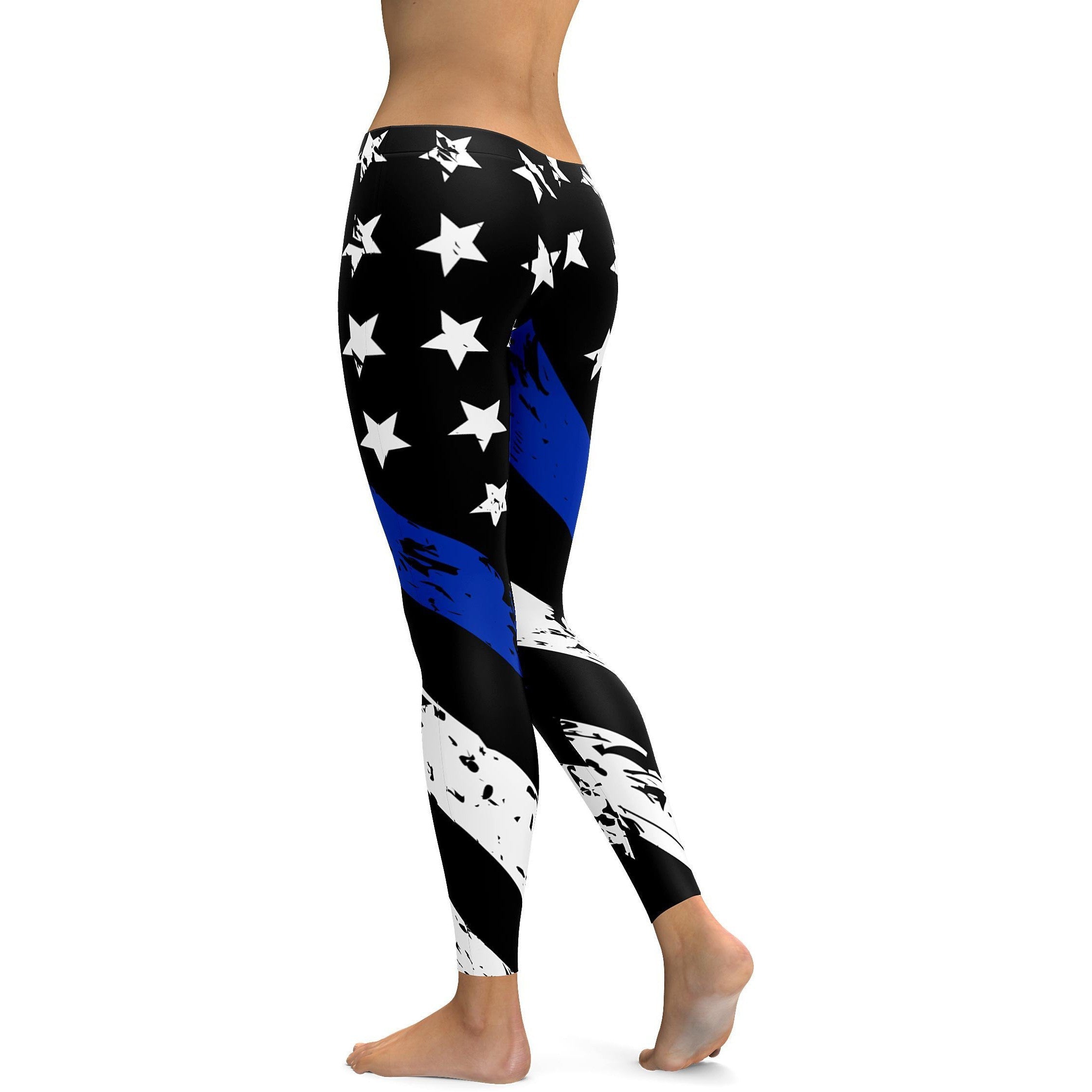 thin blue line workout leggings