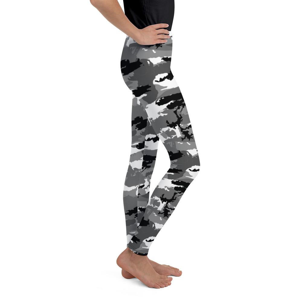 Black & White Camo Youth Leggings