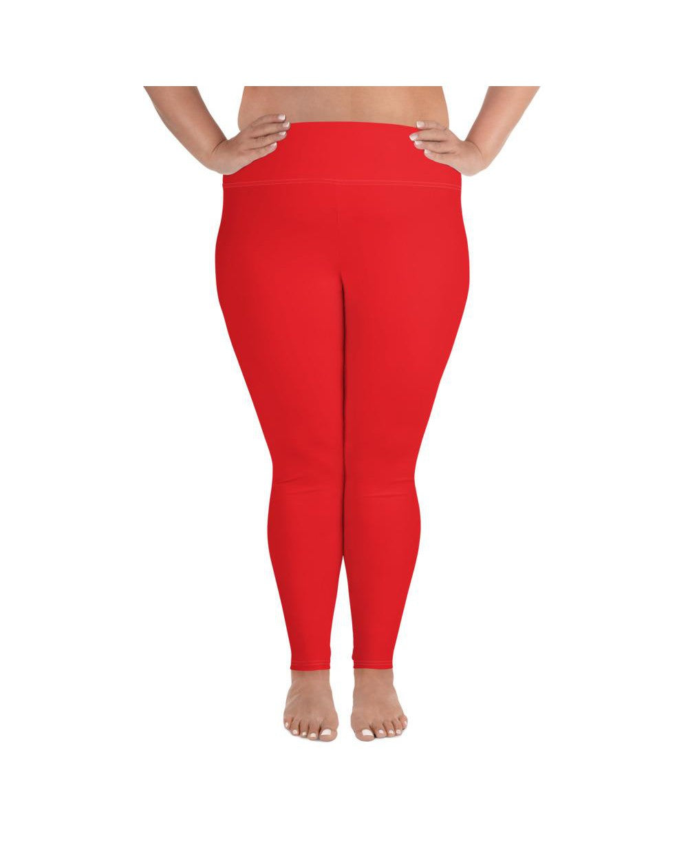 Solid Hot Red Plus Size Leggings 2853