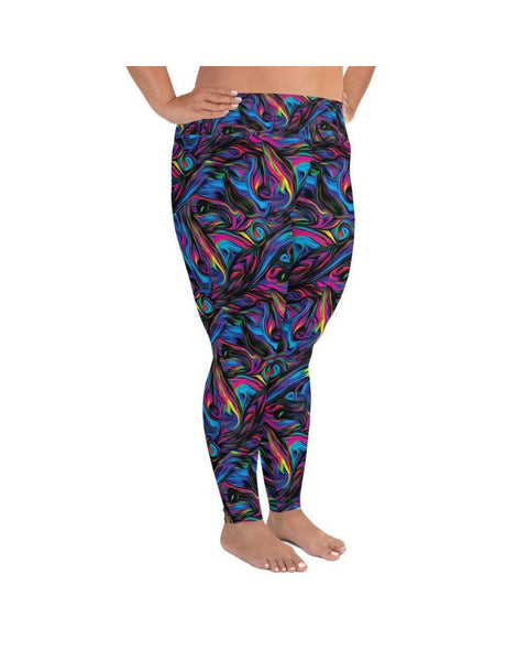 Psychedelic Neon Paint Plus Size Leggings