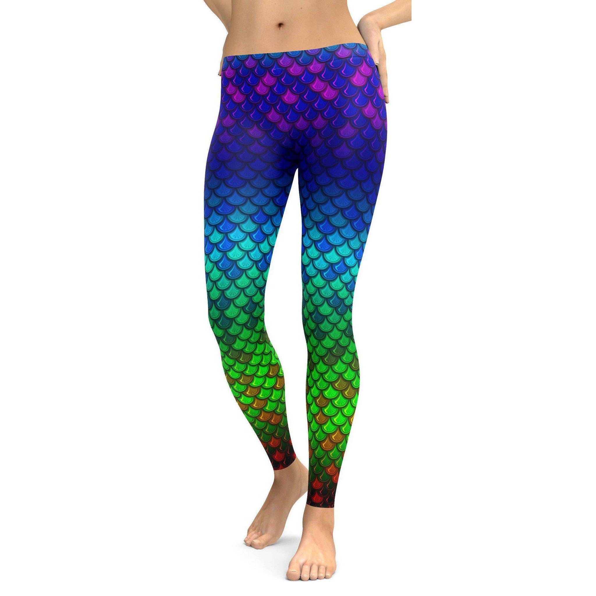 Rainbow Colored Mermaid Leggings 