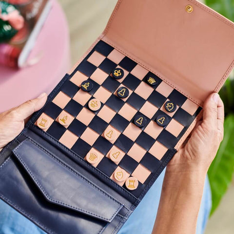Personalised Leather Chess Set Queens Gambit