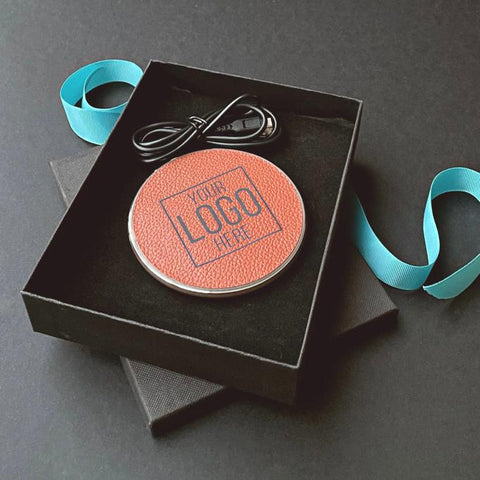 Coroprate Gifting ideas. Wireless Charger with Company logo engraved onto it