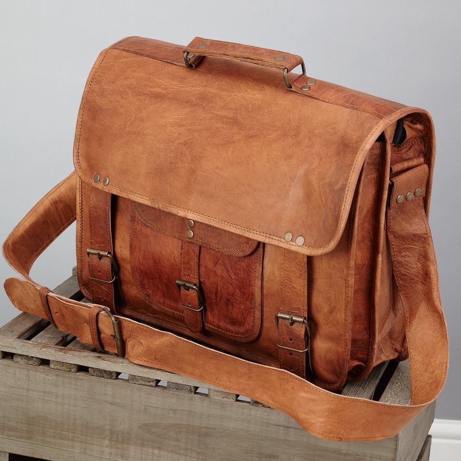 Extra Large Leather Laptop Bag - Big Capacity, Huge Style