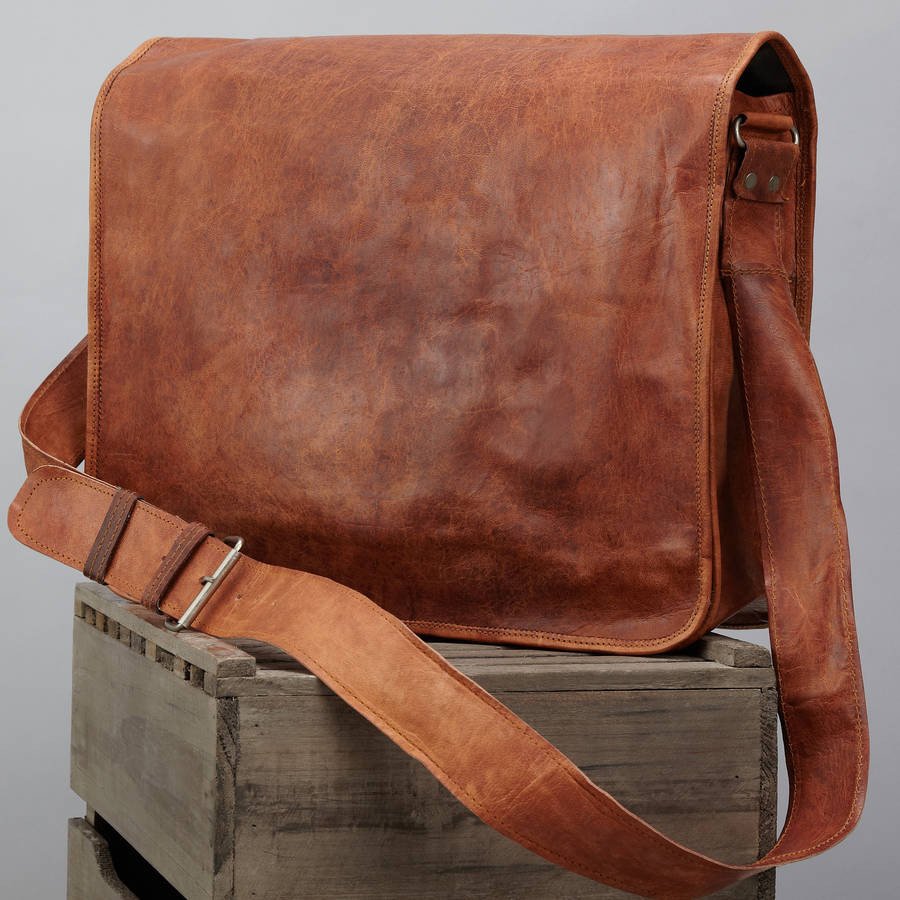 Vintage-Inspired Leather Messenger Bags Available In Many Sizes.