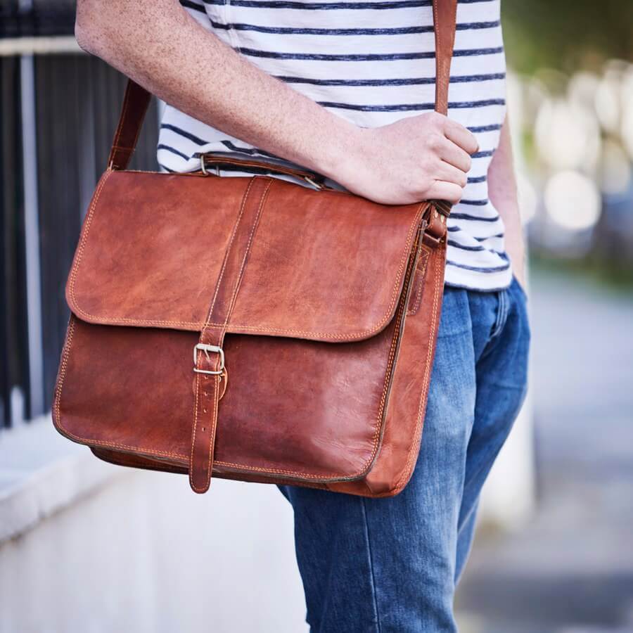 classic leather messenger bag