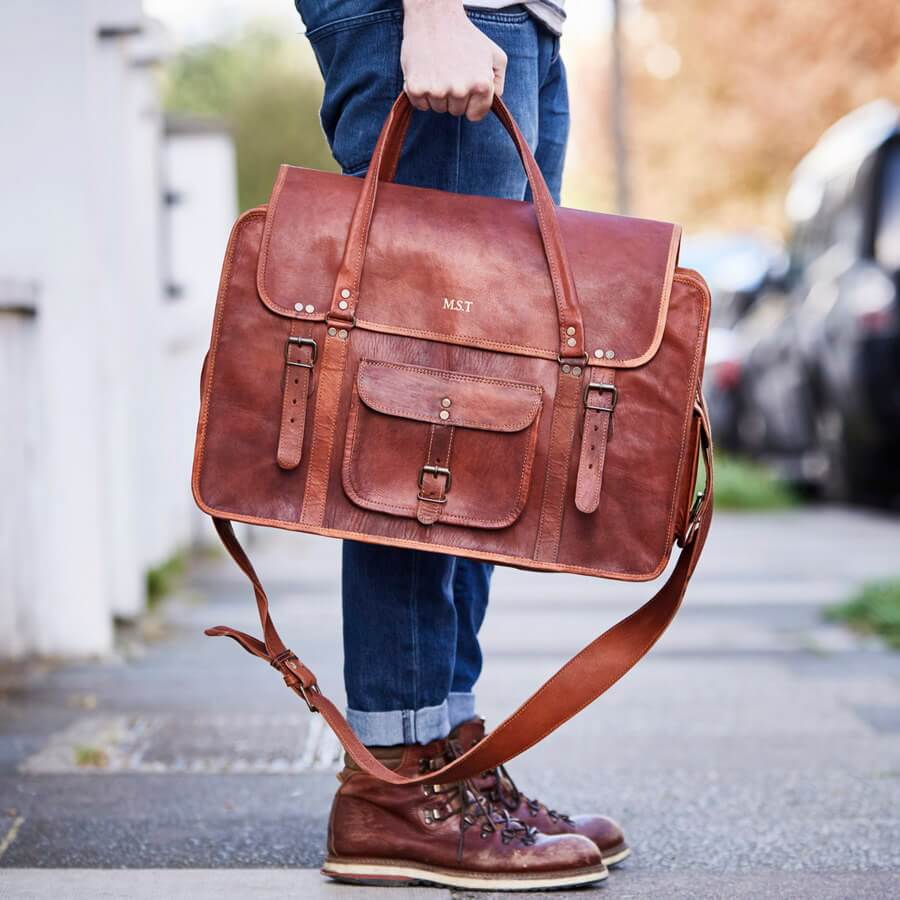 Large Vintage Handmade Leather Bag - Perfect Weekend Travel Bag