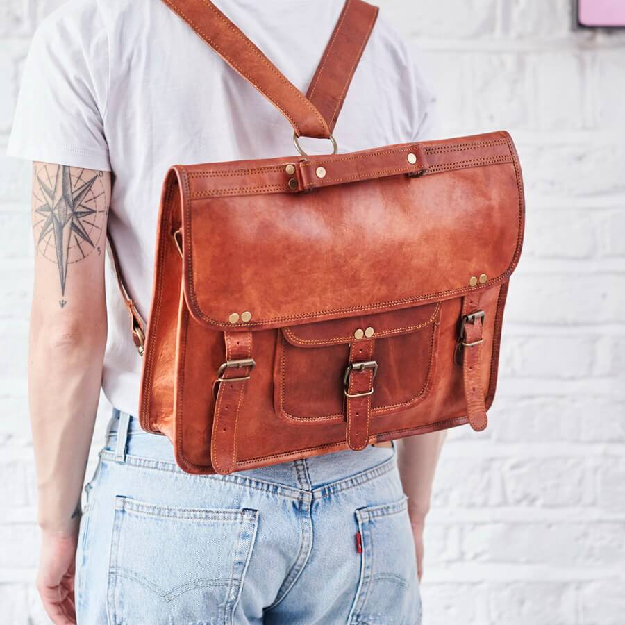 leather briefcase backpack convertible