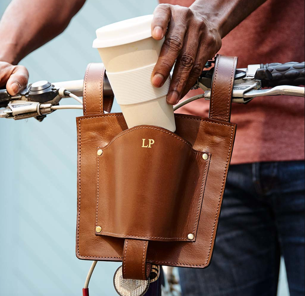 leather bike cup holder