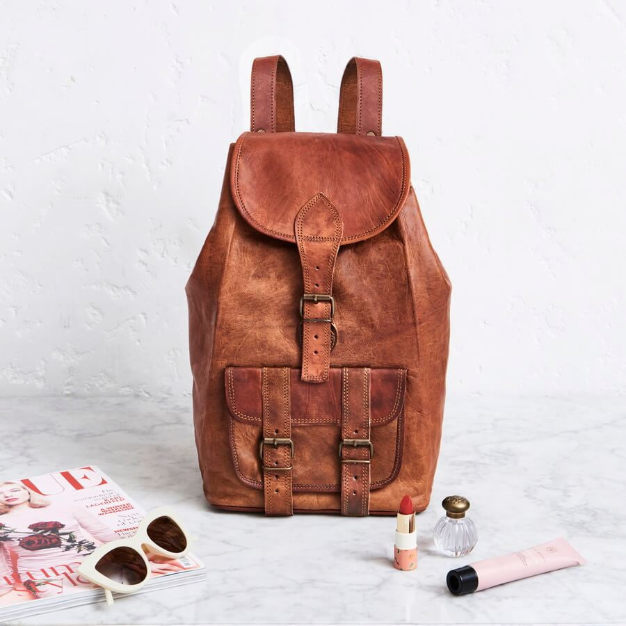 womens large leather backpack