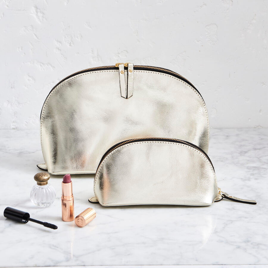 matching toiletry and makeup bags