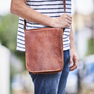 Leather Messenger for Men Cross Body Bag Gift for Him Flap 