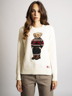 RALPH LAUREN - Cotton Sweater with Polo Bear Cream Multi – TRYME Shop