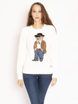 RALPH LAUREN - Crewneck Sweater with CowBoy Polo Bear Embroidery - Cream –  TRYME Shop