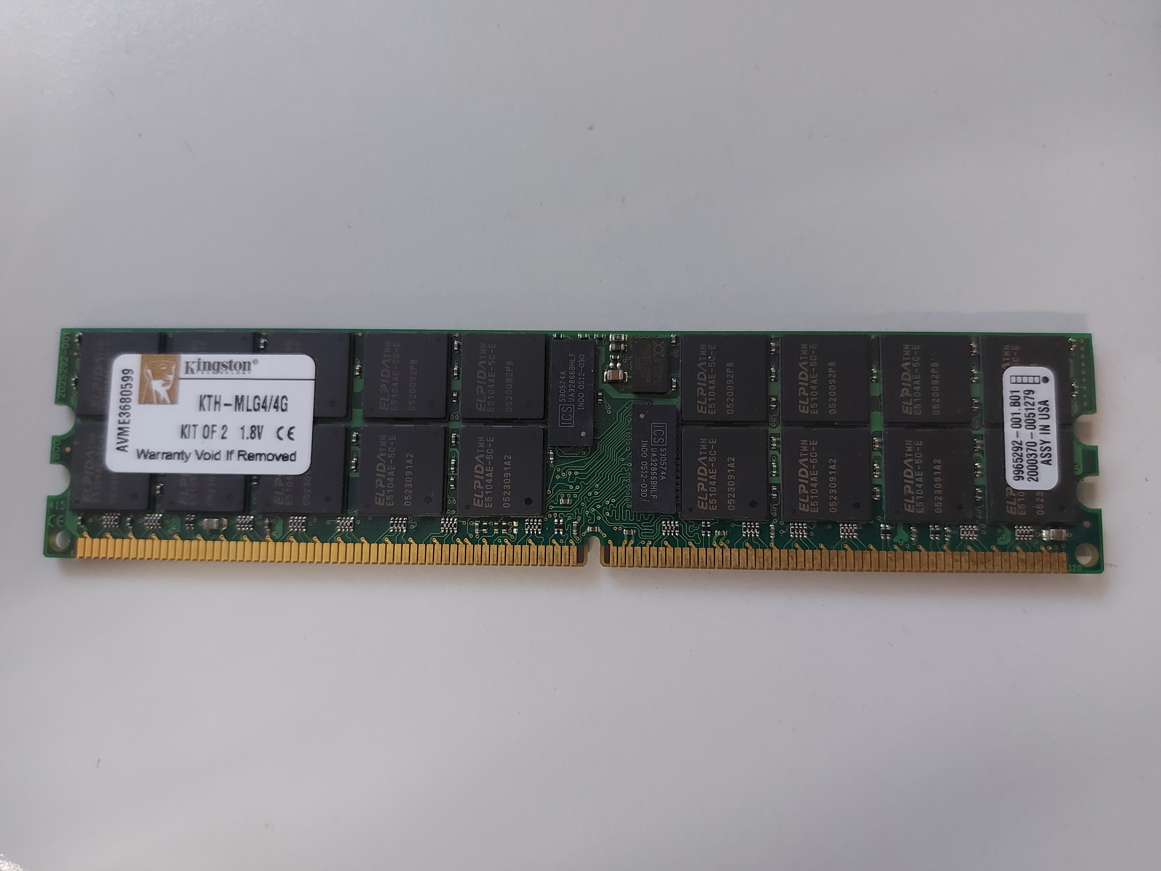 9965294-007.A00LF | Kingston 4Gb (2X 2Gb) DDR-400 ECC Reg RAM Kit