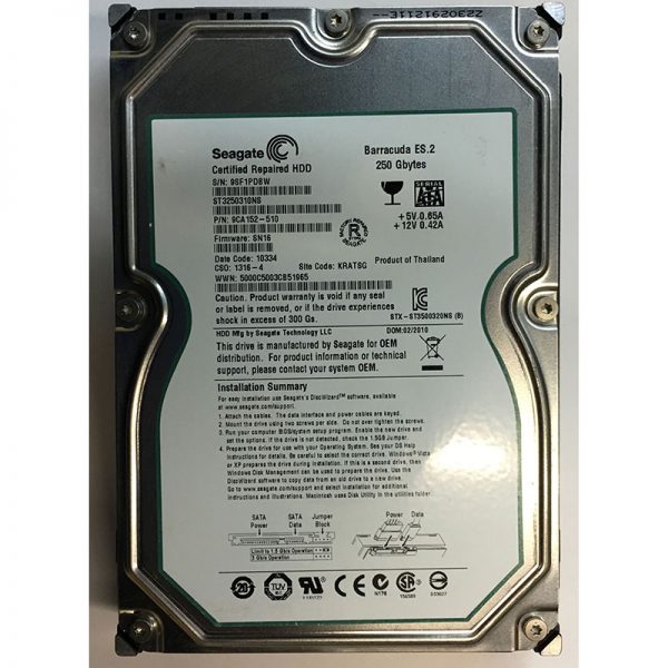 Seagate Barracuda 250GB Internal Hard Disk Drive HDD 3.5 in 7200RPM SATA  (ST3250318AS 9SL131)