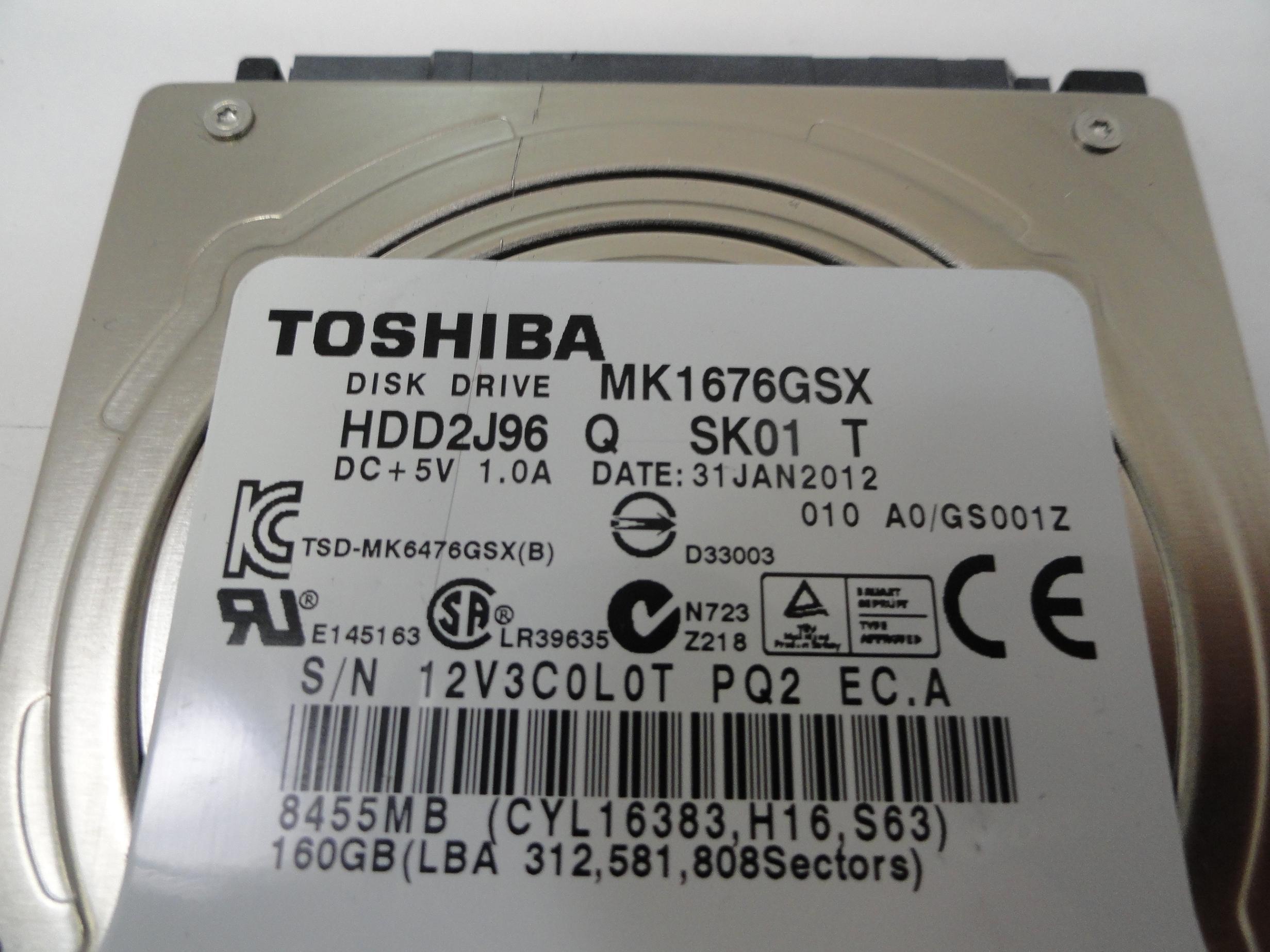 Toshiba (HP) MK1652GSX 160GB SATA 2.5in HDD | HDD2H03