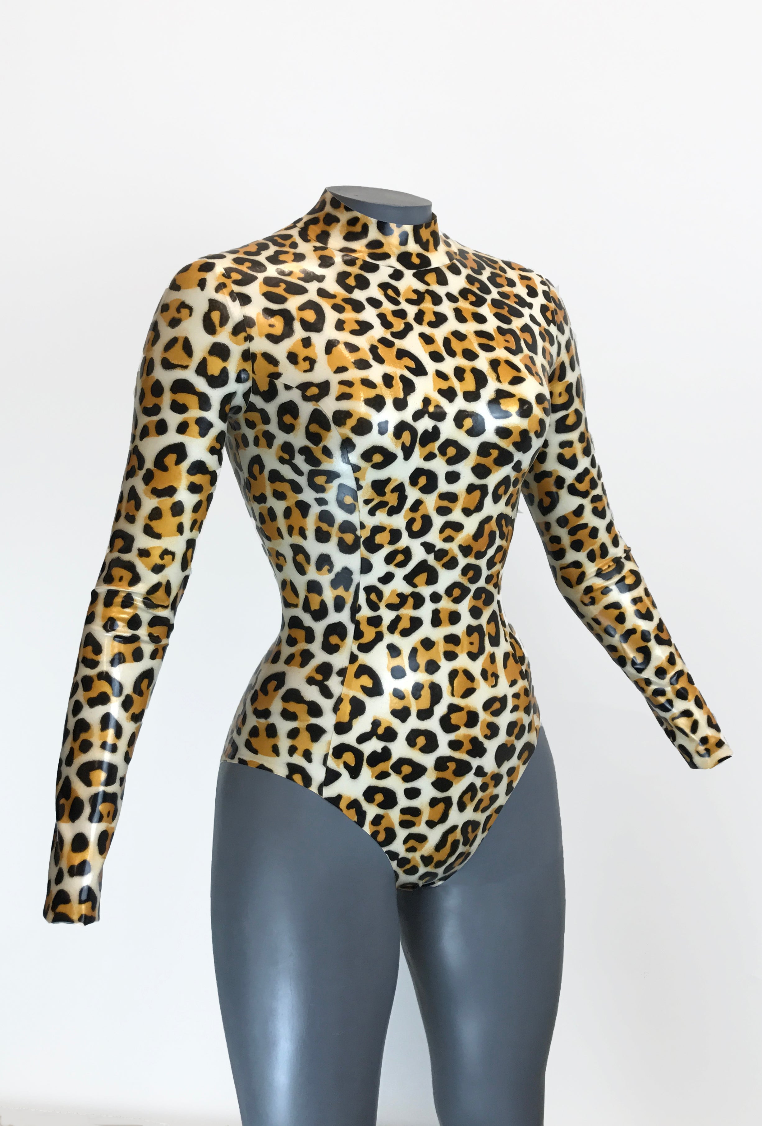 Leopard Long Sleeve Bodysuit Lady Lucie Latex 