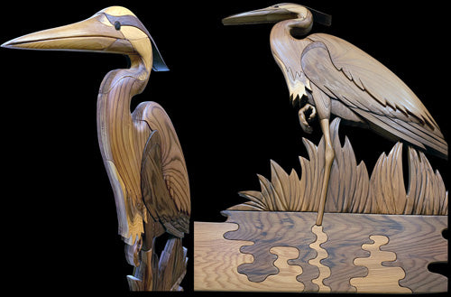 Great Blue Heron Intarsia Woodworking pattern by Judy Gale Roberts