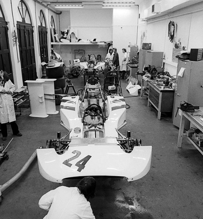 Hesketh Racing - Easton Neston stables workshop circa 1974