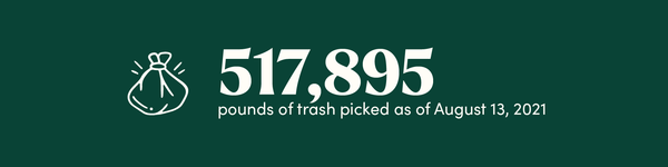 517,895 total pounds of trash picked up + counting