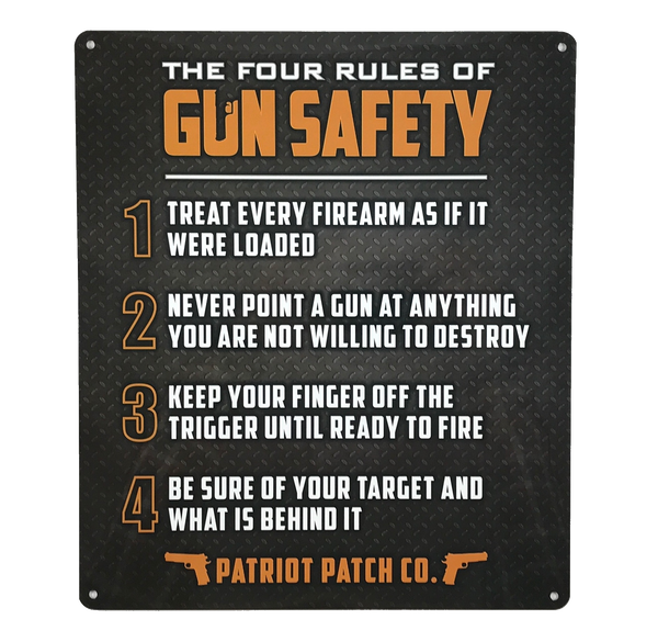 Rules of Gun Safety Aluminum Sign Patriot Patch Company LLC