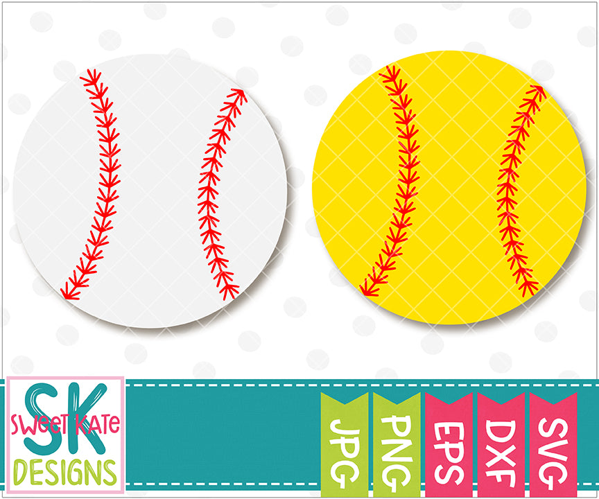 Download Baseball or Softball SVG DXF EPS PNG JPG - Sweet Kate Designs