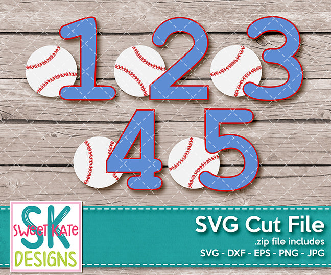 Download Baseball with Numbers 1-5 SVG DXF EPS PNG JPG - Sweet Kate ...