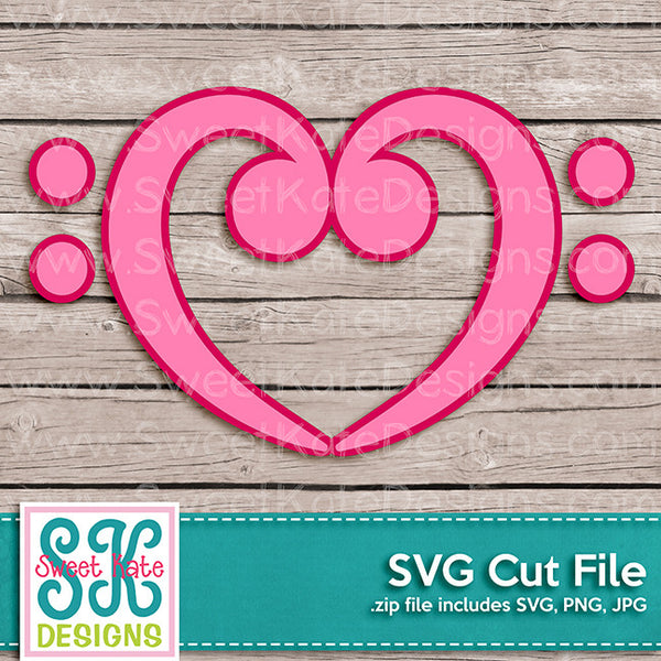 Download Treble & Bass Clef Heart SVG - Sweet Kate Designs