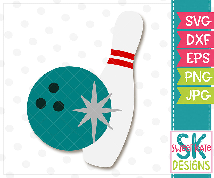 Download Bowling Ball and Pin SVG DXF EPS PNG JPG - Sweet Kate Designs