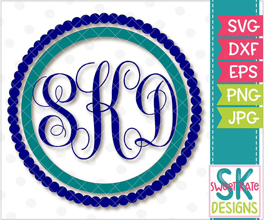 Download Circle and Scallop Monogram Frame SVG DXF EPS PNG JPG - Sweet Kate Designs