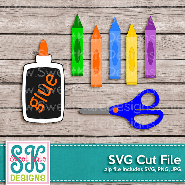 Download Crayons Glue Scissors Svg Sweet Kate Designs